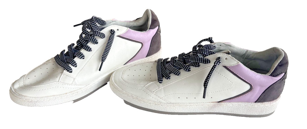 Shu Shop Women's Park White Grey Leopard Purple Sneakers Sz 8.5